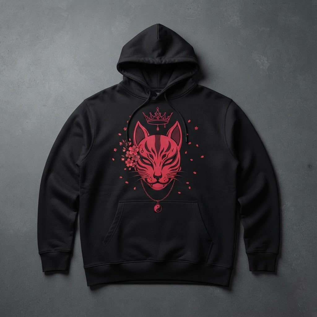 HOOD JUKKU 90s Hoodie - Black/Crimson